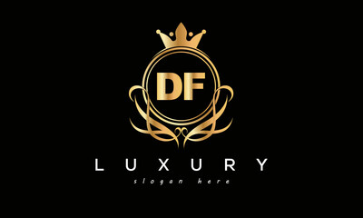 DF royal premium luxury logo with crown