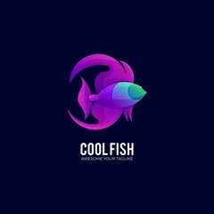 Fish gradient color modern logo template