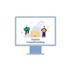 App on computer screen for online crowdfunding investments to ideas and projects