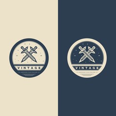 Vintage sword vector logo template