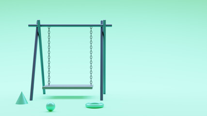  3d rendering green pest Children swing.