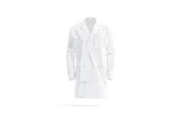 Blank white medical lab coat mockup, front view