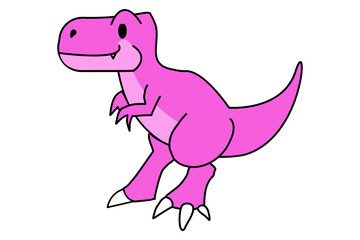pink dino Cartoon hand drawn character. Dino handdrawn clipart.Isolated scandinavian cartoon illustration for children, book