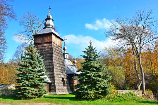 Wooden orthodox church in Chyrowa village near Jaslo, Low Beskids (Beskid Niski), Poland