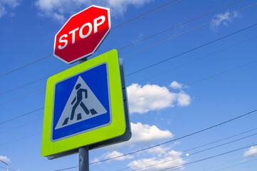 Road signs installed at the intersection