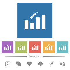 Vaccination graph flat white icons in square backgrounds