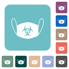 Face mask with biohazard symbol rounded square flat icons