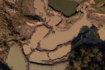 lake drying and showing its bottom