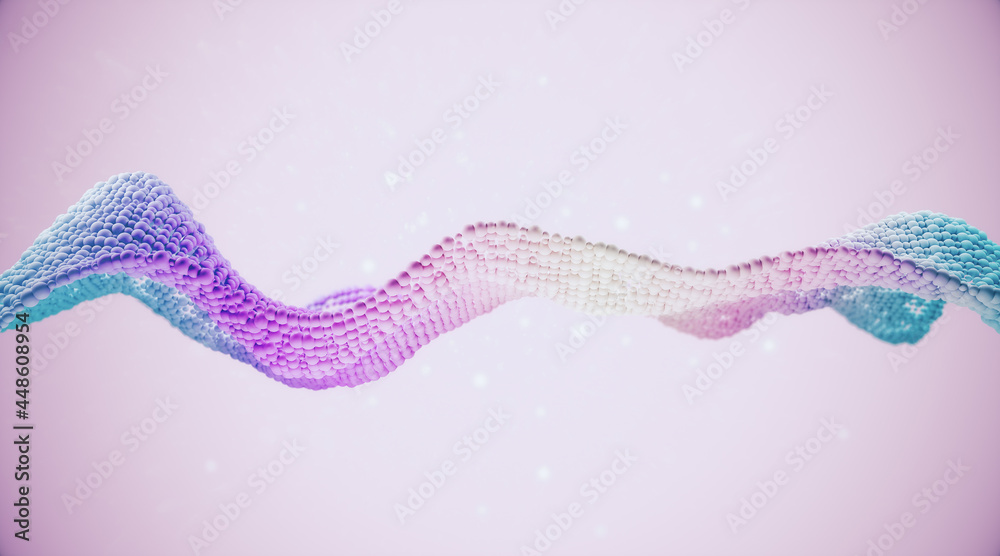 Poster creative pink bubble wave on light background. landing page concept. 3d rendering.