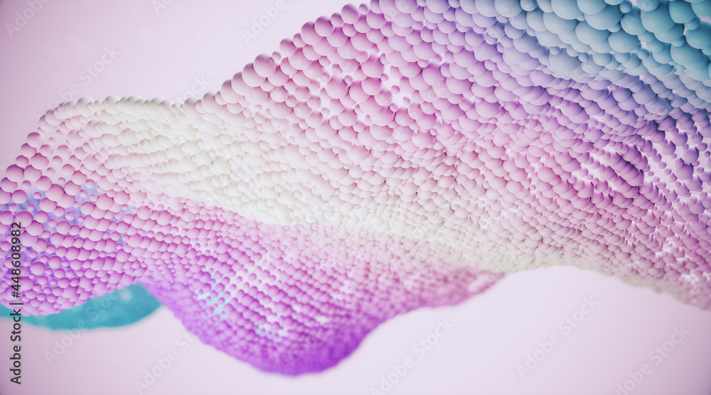 Poster creative pink bubble wave on light wallpaper. landing page concept. 3d rendering.