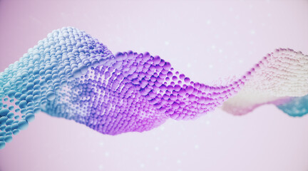 Creative pink bubble wave on light backdrop. Landing page concept. 3D Rendering.