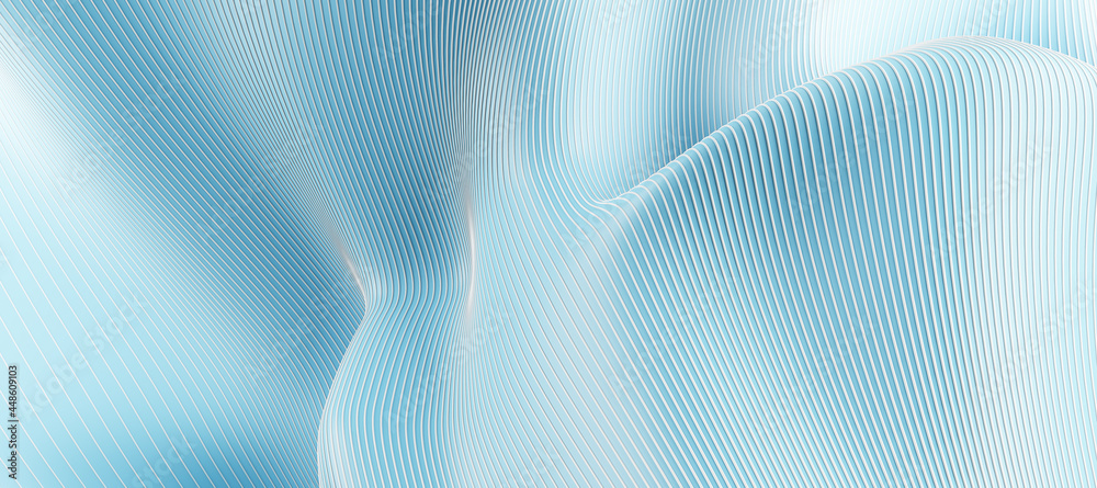 Aufkleber creative wide blue lines and curves texture. 3d rendering.