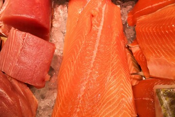 Salmon and tuna fillets