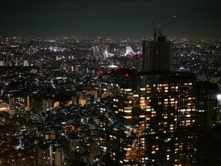 東京都庁展望台から見た都市の煌びやかな夜景　西新宿