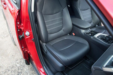Leather car seats.The interior of the car. Car accessories.