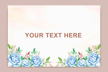 Summer banner with flower watercolor leaf