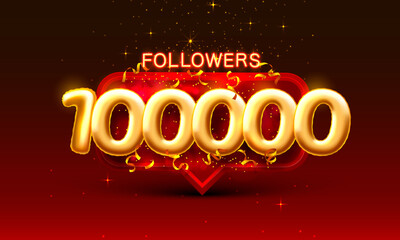 Thank you followers peoples, 100k online social group, happy banner celebrate, Vector