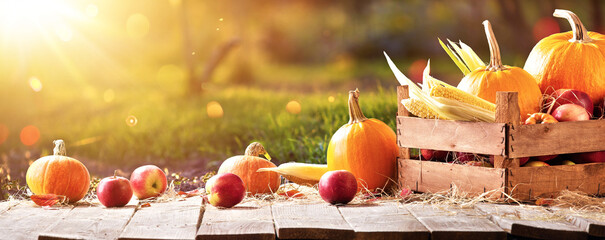 Gelukkige Thanksgiving Day-achtergrond. Herfst oogst