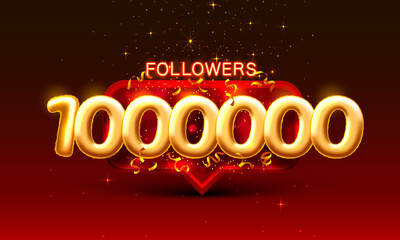 Thank you followers peoples, 1000k online social group, happy banner celebrate, Vector