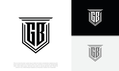 Initials GB logo design. Luxury shield letter logo design.