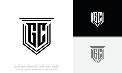 Initials GC logo design. Luxury shield letter logo design.