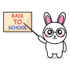 cute rabbit back to school design mascot kawaii