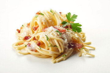 Spaghetti with bacon and cheese