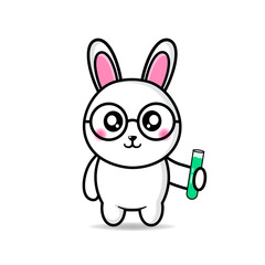 cute bunny professor design mascot kawaii