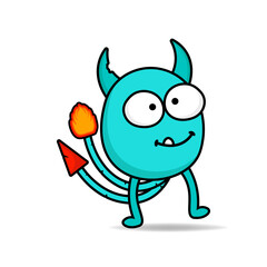 Cute evil monster design. Design for print, decoration, t-shirt, illustration, or sticker