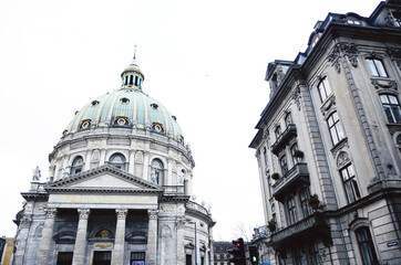 DENMARK, COPENHAGEN: Scenic cityscape view of architecture with old buildings 
