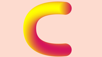Letter C logo  pink and yellow  with pink background , 3d Logo