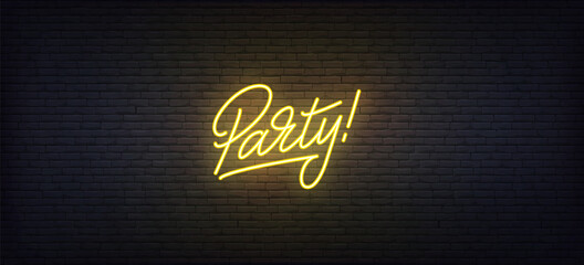 Party Neon Sign Glowing Neon Lettering Party Template
