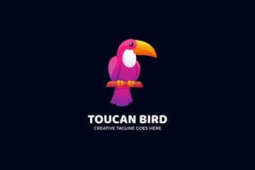 Pink Toucan Bird Animal Logo Template