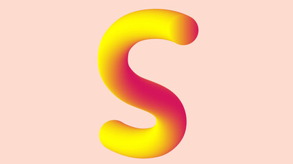 Letter S logo  pink and yellow  with pink background , 3d Logo