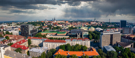 Naklejka premium Aerial View of Tallinn Old Town in a beautiful summer day, Estonia
