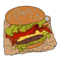 hamburger Illustration food cheeseburger bread cartoon burger bacon 