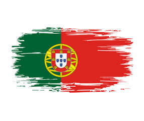 Portuguese flag brush grunge background. Vector illustration.