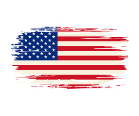 American flag brush grunge background. Vector illustration.