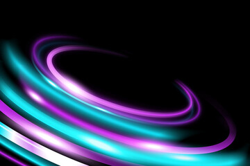 Abstract blue and pink neon light lines background. Vector.