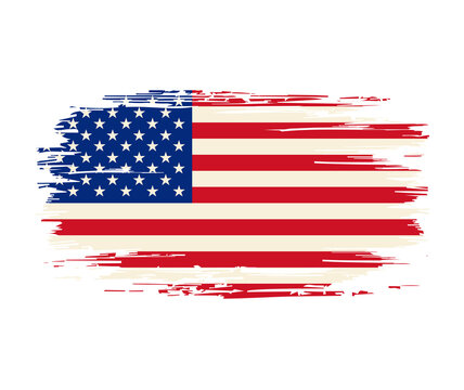 American flag brush grunge background. Vector illustration.