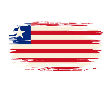 Liberian flag brush grunge background. Vector illustration.