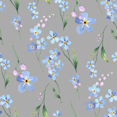 Wallpaper vintage blue blossom flower daisy pattern.