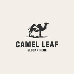 Fototapeta na wymiar Camel leaf logo template on monogram style