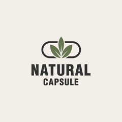 Natural capsule logo template on monogram style