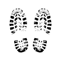 Black footprints from shoes - icon isolated on white background.