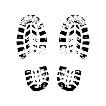 Black footprints from shoes - icon isolated on white background.
