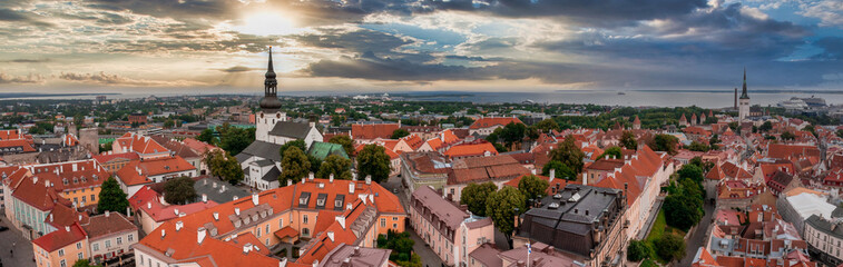 Fototapeta premium Aerial View of Tallinn Old Town in a beautiful summer day, Estonia