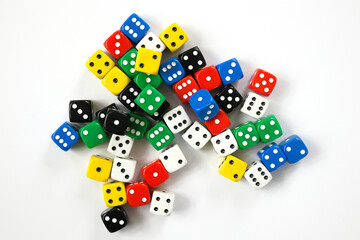 Pile of Dice on White Background