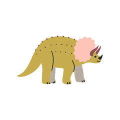 Hand-drawn illustration of Triceratops, pretty childish doodle drawing. Vector isolated on white.