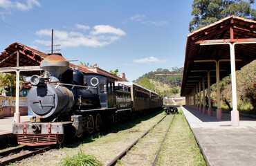 Old locomotive in São Roque, on the old wine route. Touristic place in the interior of the state of São Paulo.     - 448624963